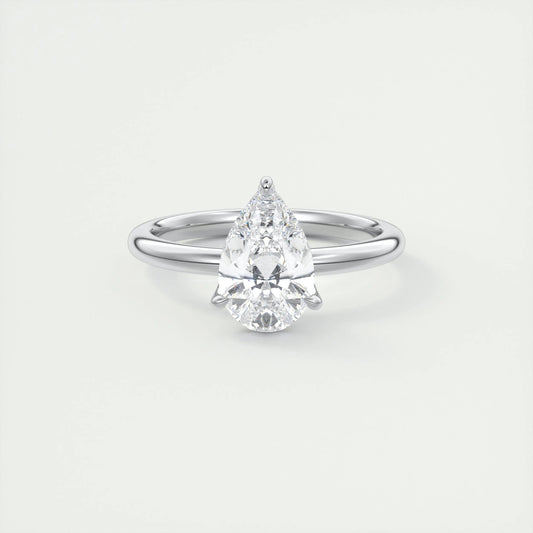 2 CT Pear Solitaire Lab Grown Diamond Engagement Ring