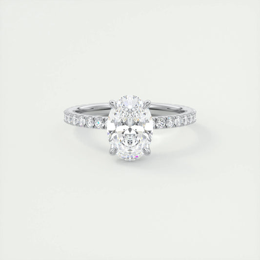 1.5 CT Oval Solitaire Lab Grown Diamond Engagement Ring