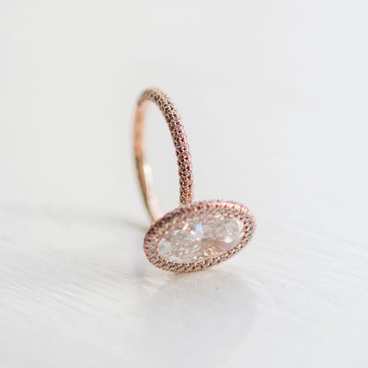 4 CT Oval Halo & Pave Lab Grown Diamond Engagement Ring