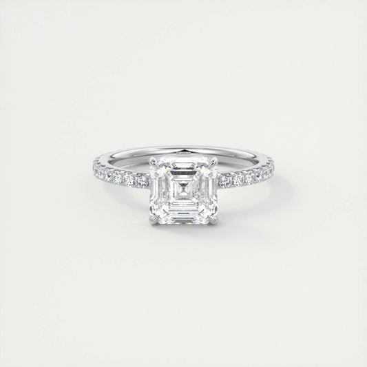 2 CT Asscher Solitaire Lab Grown Diamond Engagement Ring