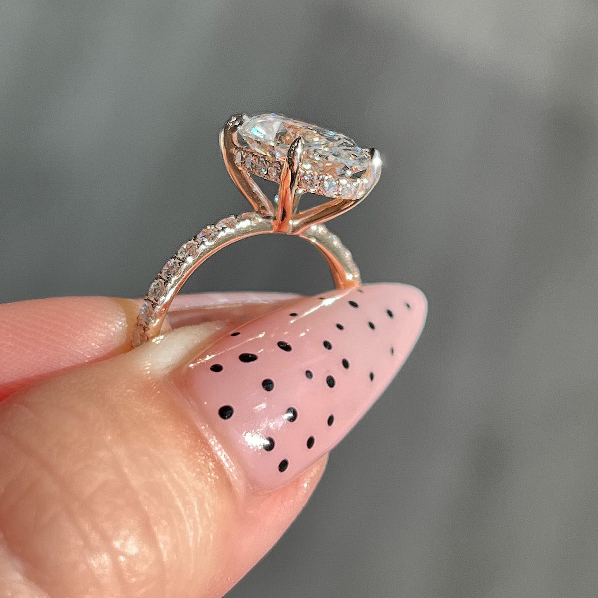 3.50 CT Oval Pave Lab Grown Diamond Engagement Ring