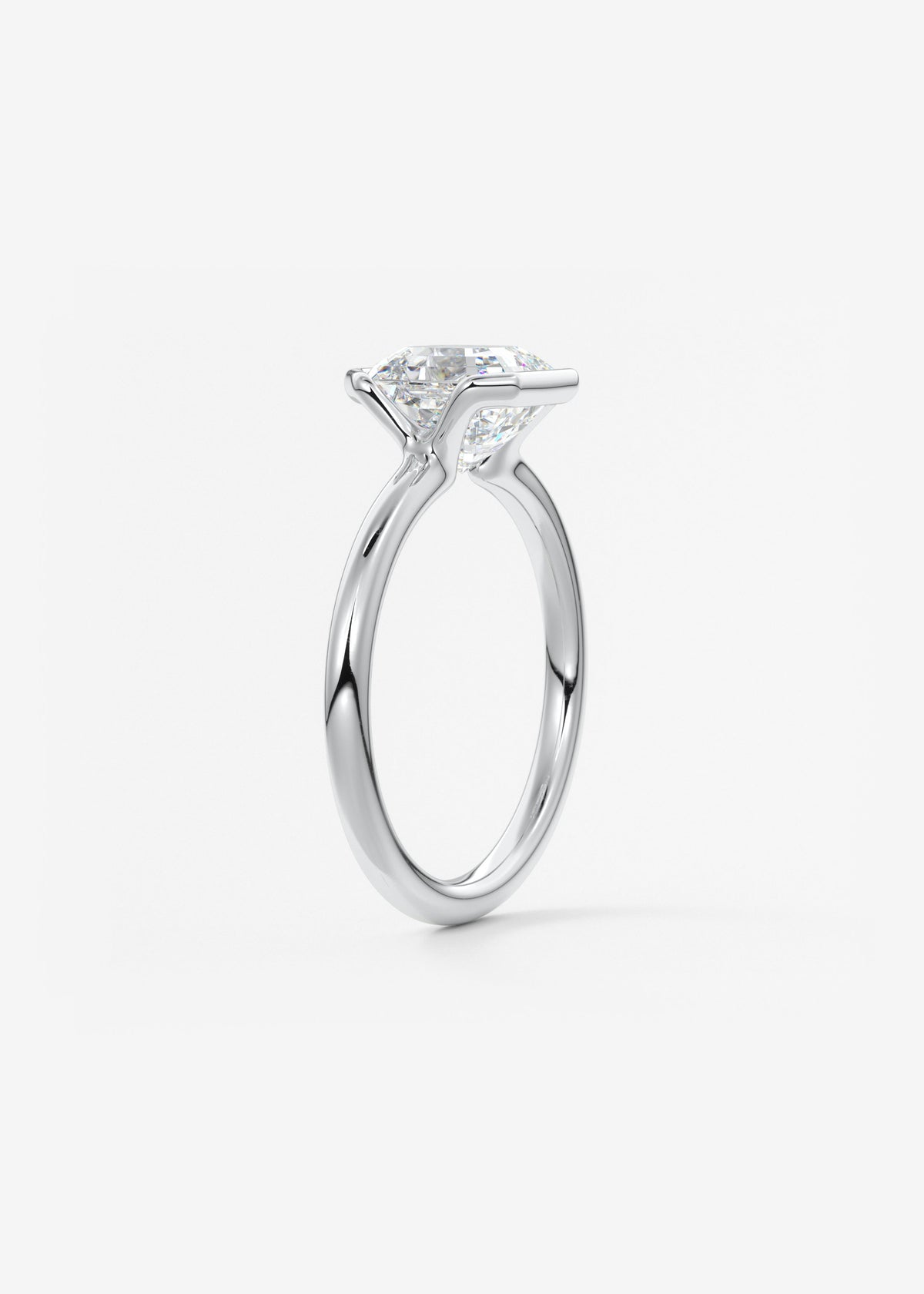 Asscher Half Bezel Lab Grown Diamond Engagement Ring
