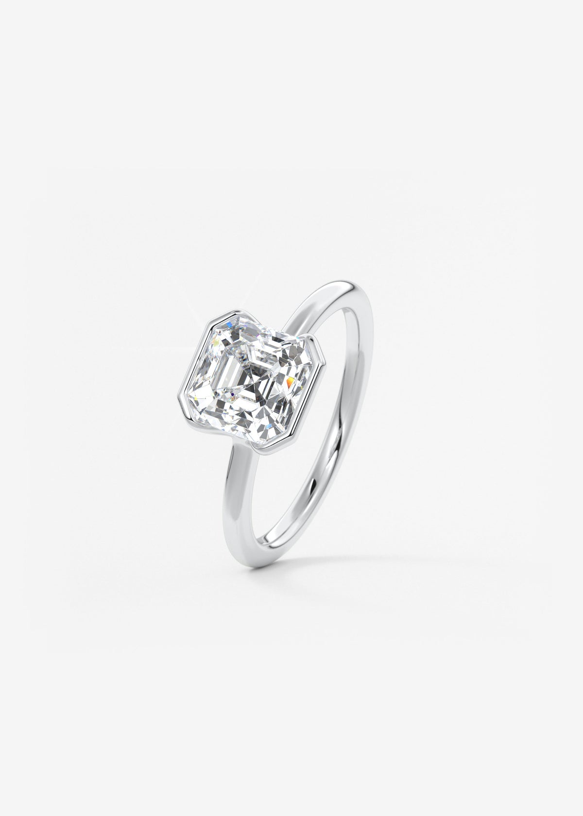 Asscher Half Bezel Lab Grown Diamond Engagement Ring