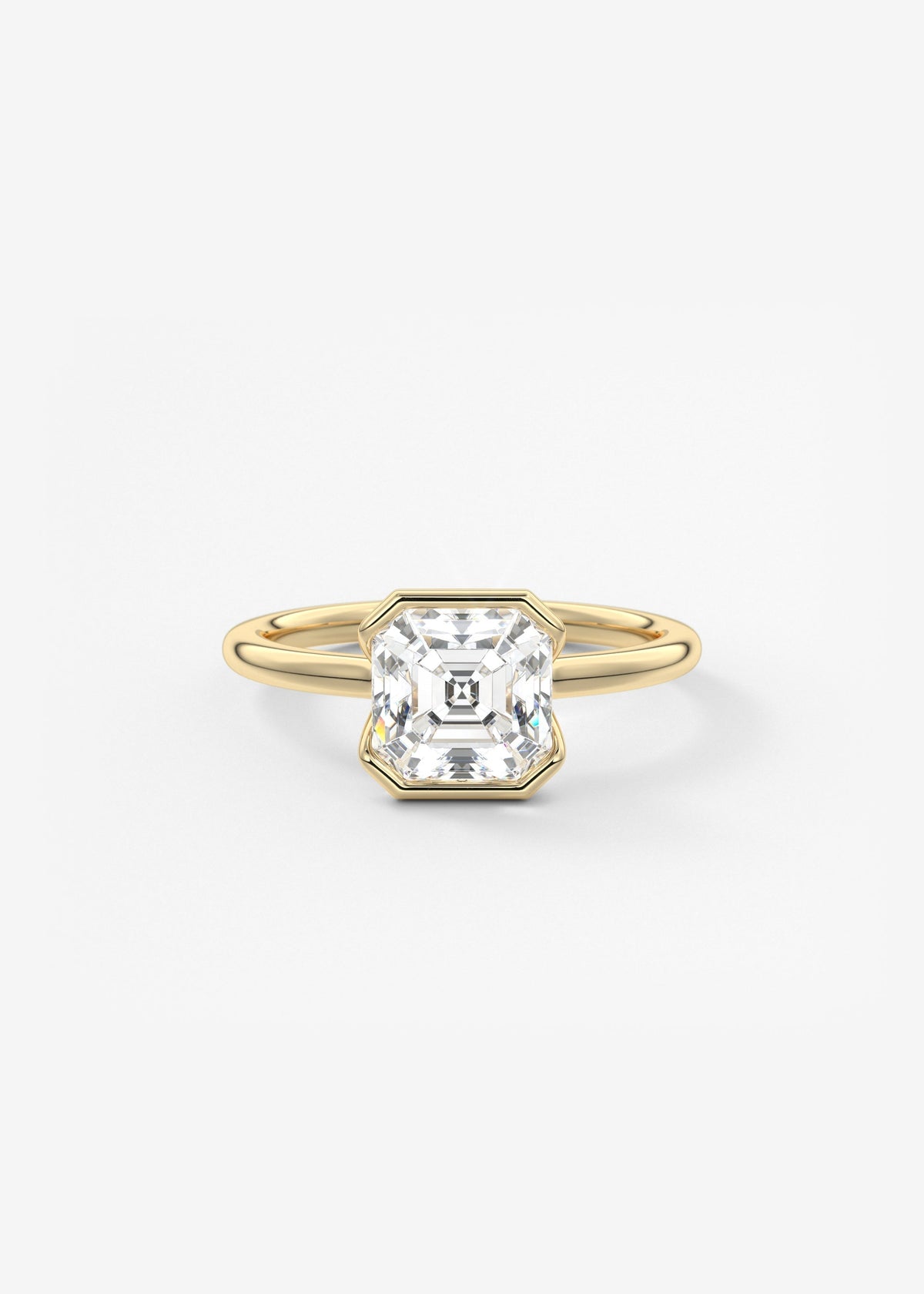 Asscher Half Bezel Lab Grown Diamond Engagement Ring