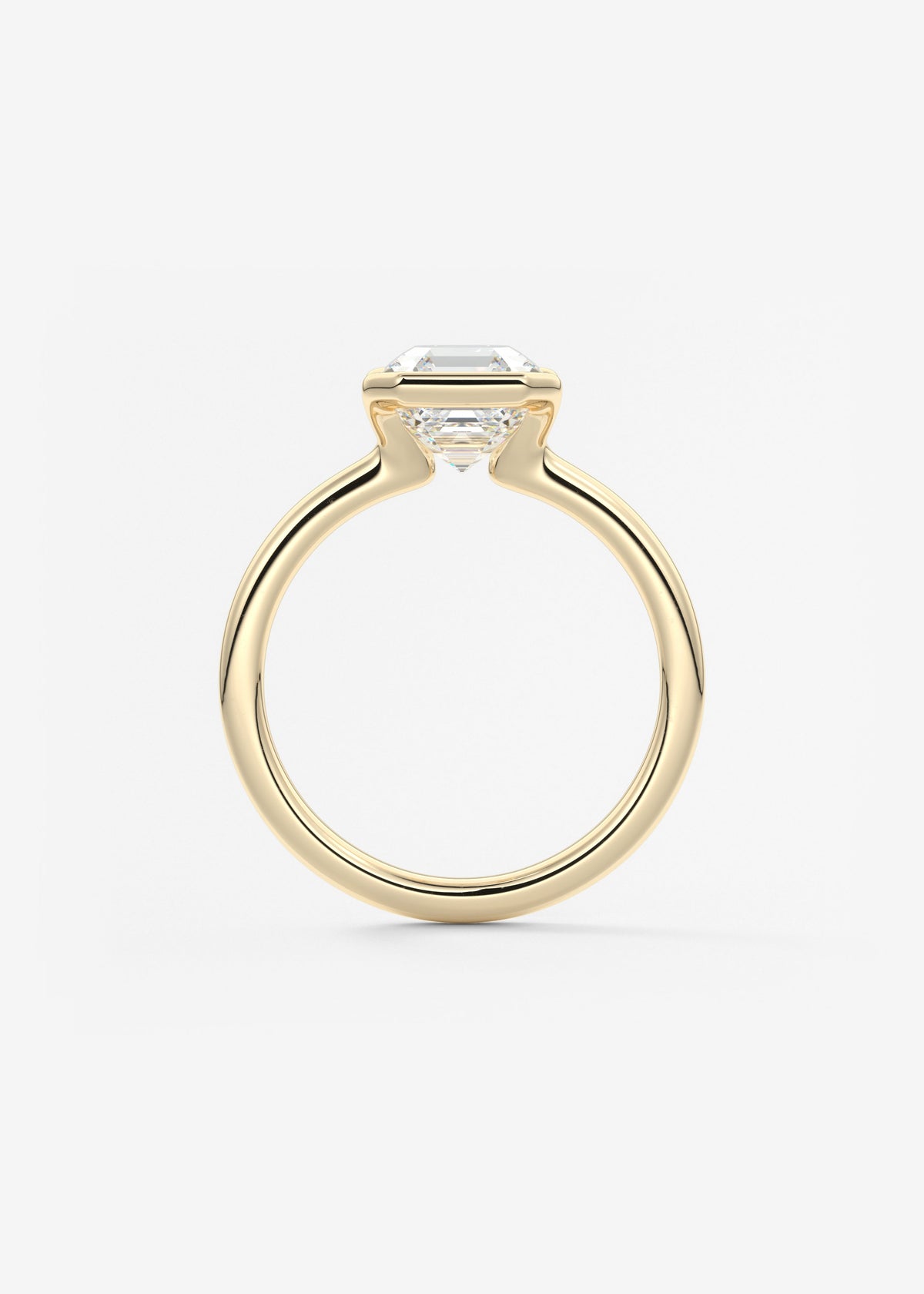 Asscher Half Bezel Lab Grown Diamond Engagement Ring