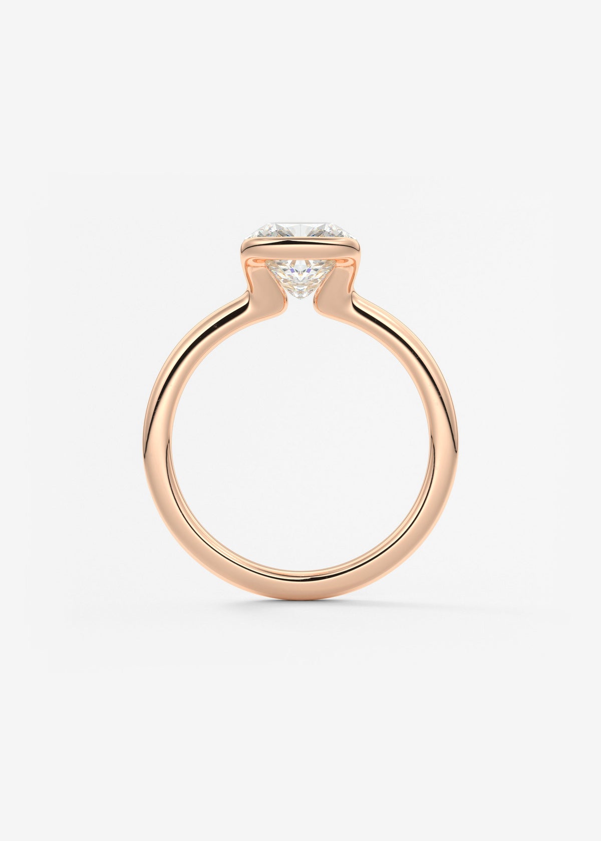 Cushion Half Bezel Lab Grown Diamond Engagement Ring