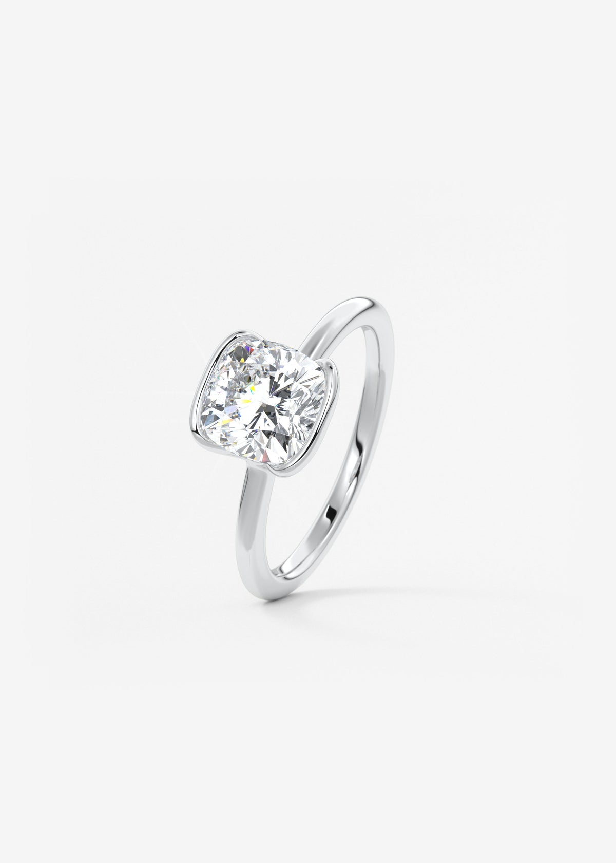 Cushion Half Bezel Lab Grown Diamond Engagement Ring