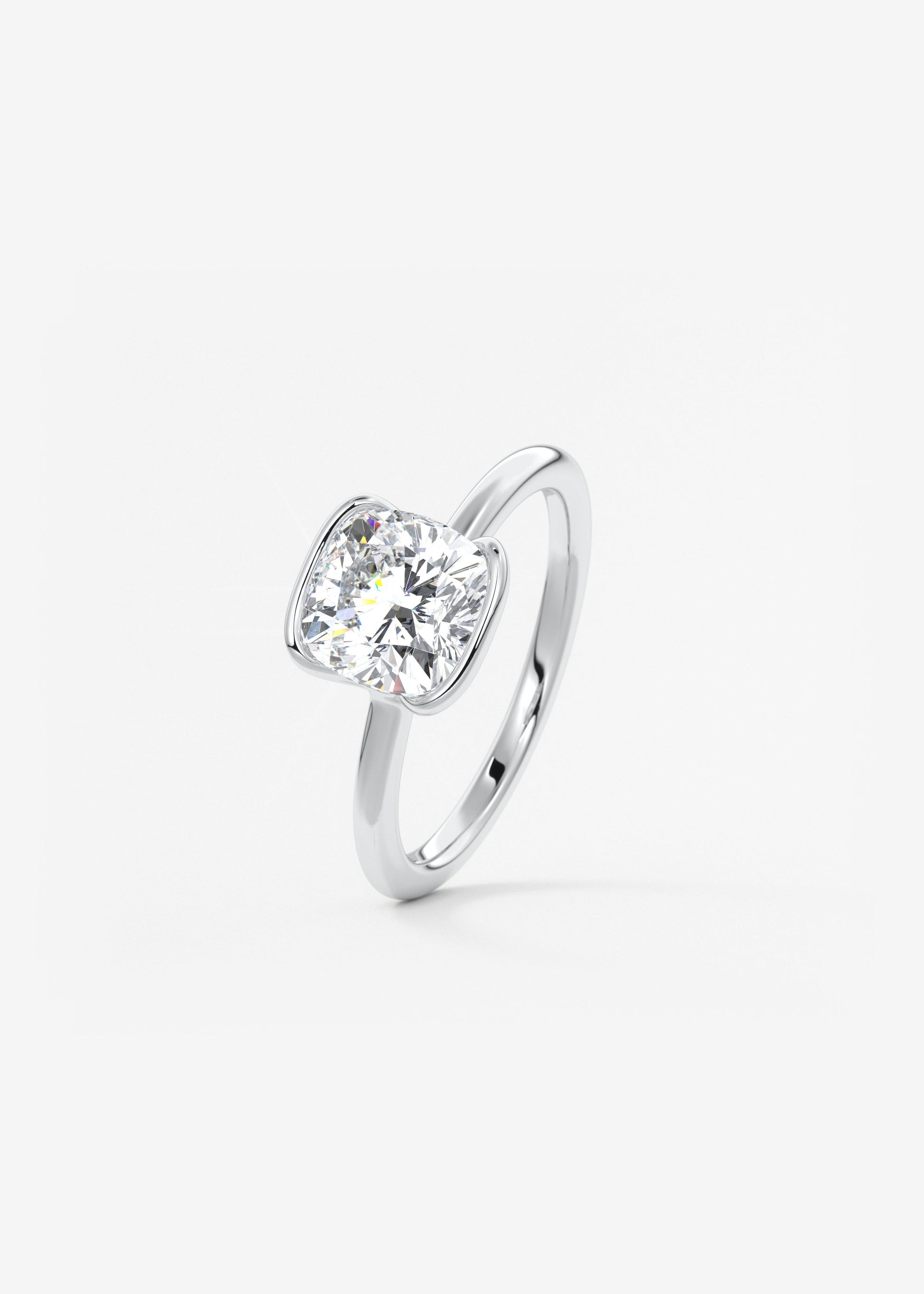 Cushion Half Bezel Lab Grown Diamond Engagement Ring