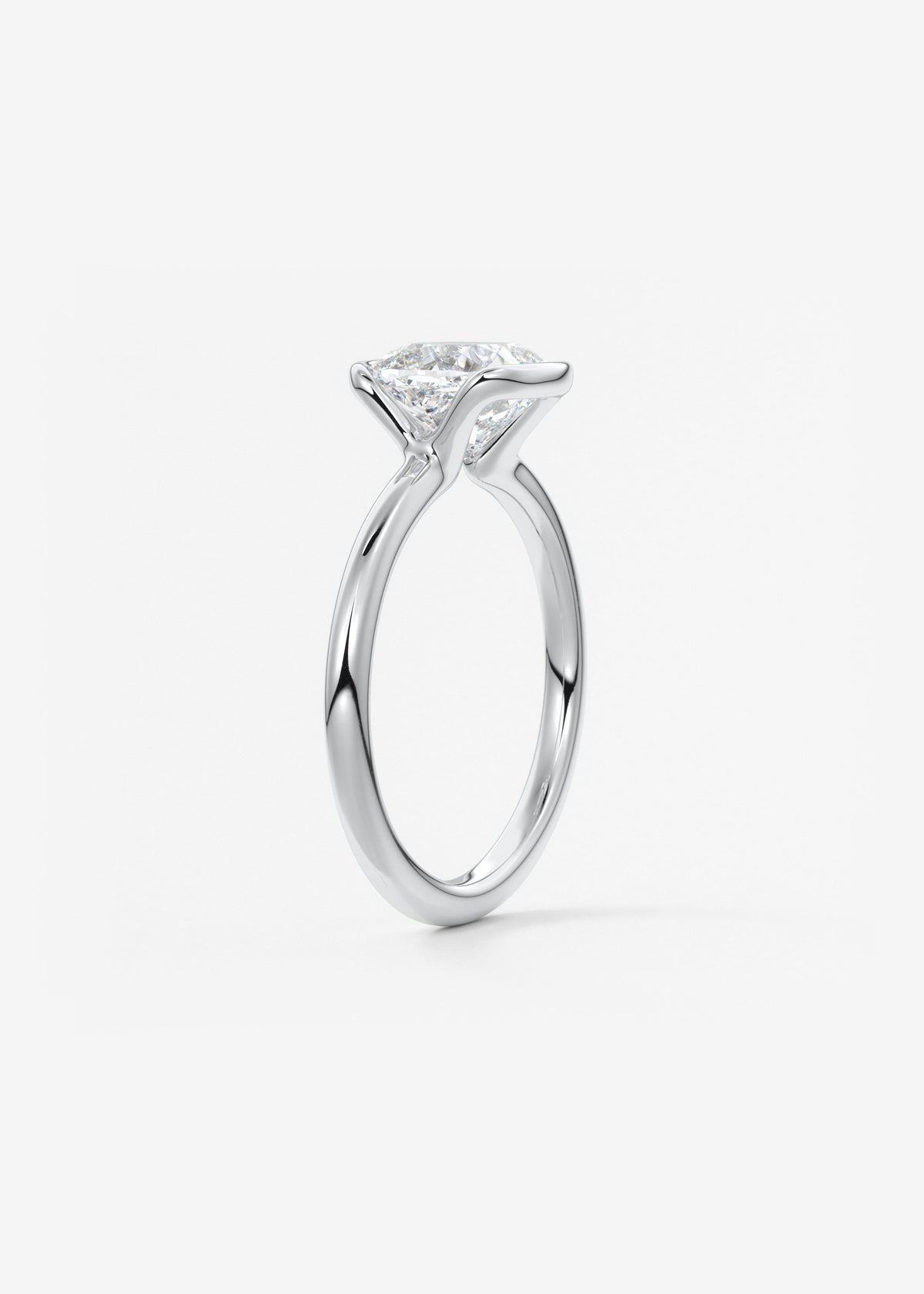 Cushion Half Bezel Lab Grown Diamond Engagement Ring