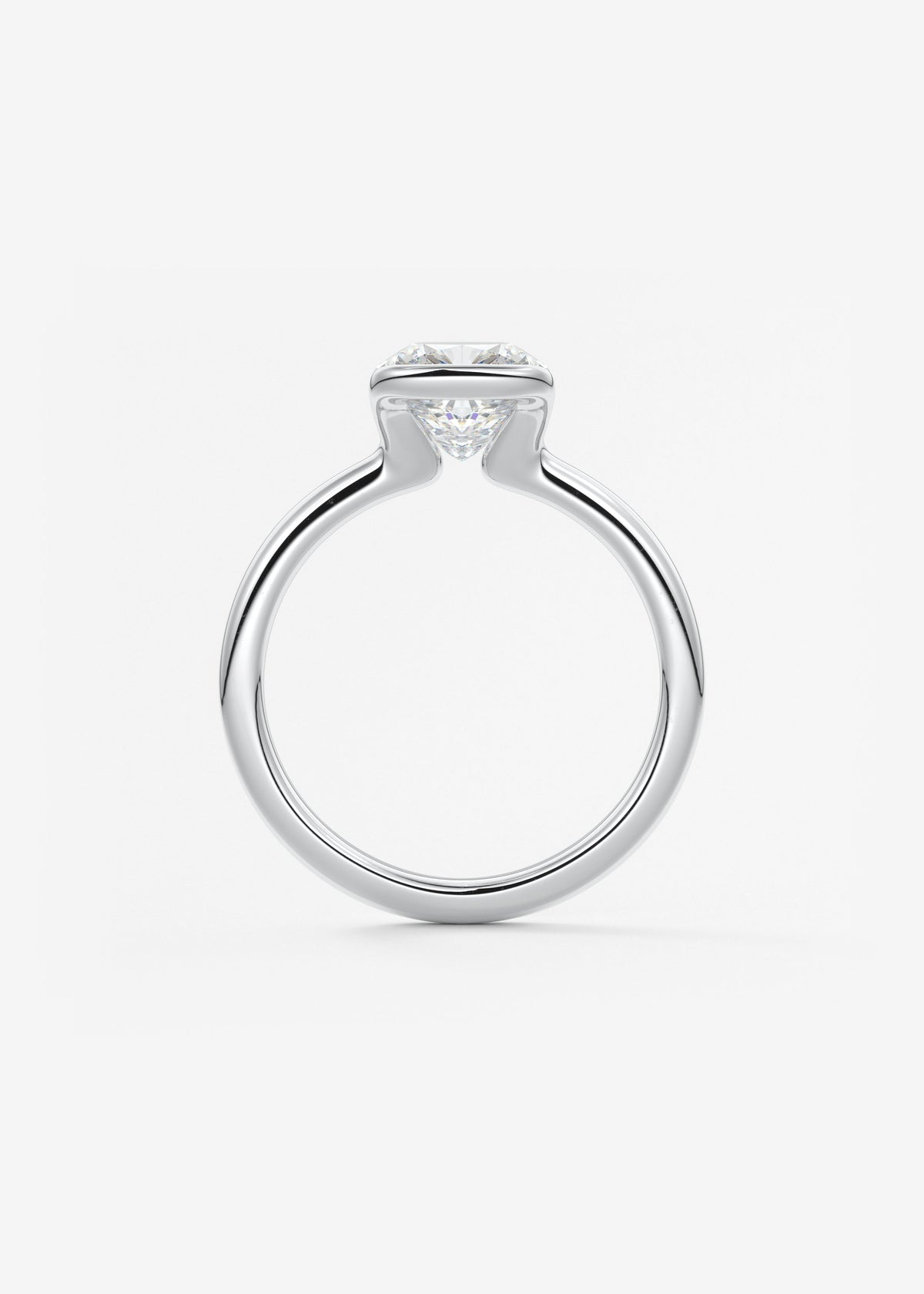 Cushion Half Bezel Lab Grown Diamond Engagement Ring