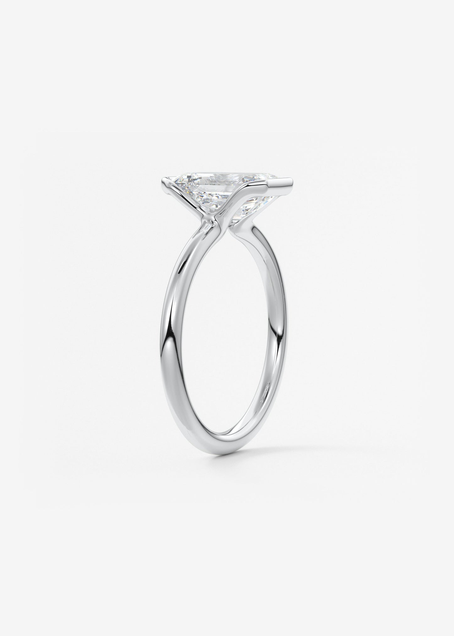 Emerald Half Bezel Lab Grown Diamond Engagement Ring
