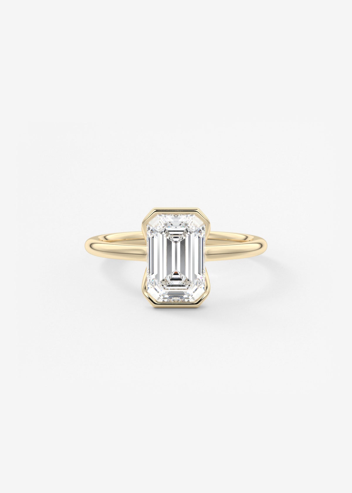 Emerald Half Bezel Lab Grown Diamond Engagement Ring