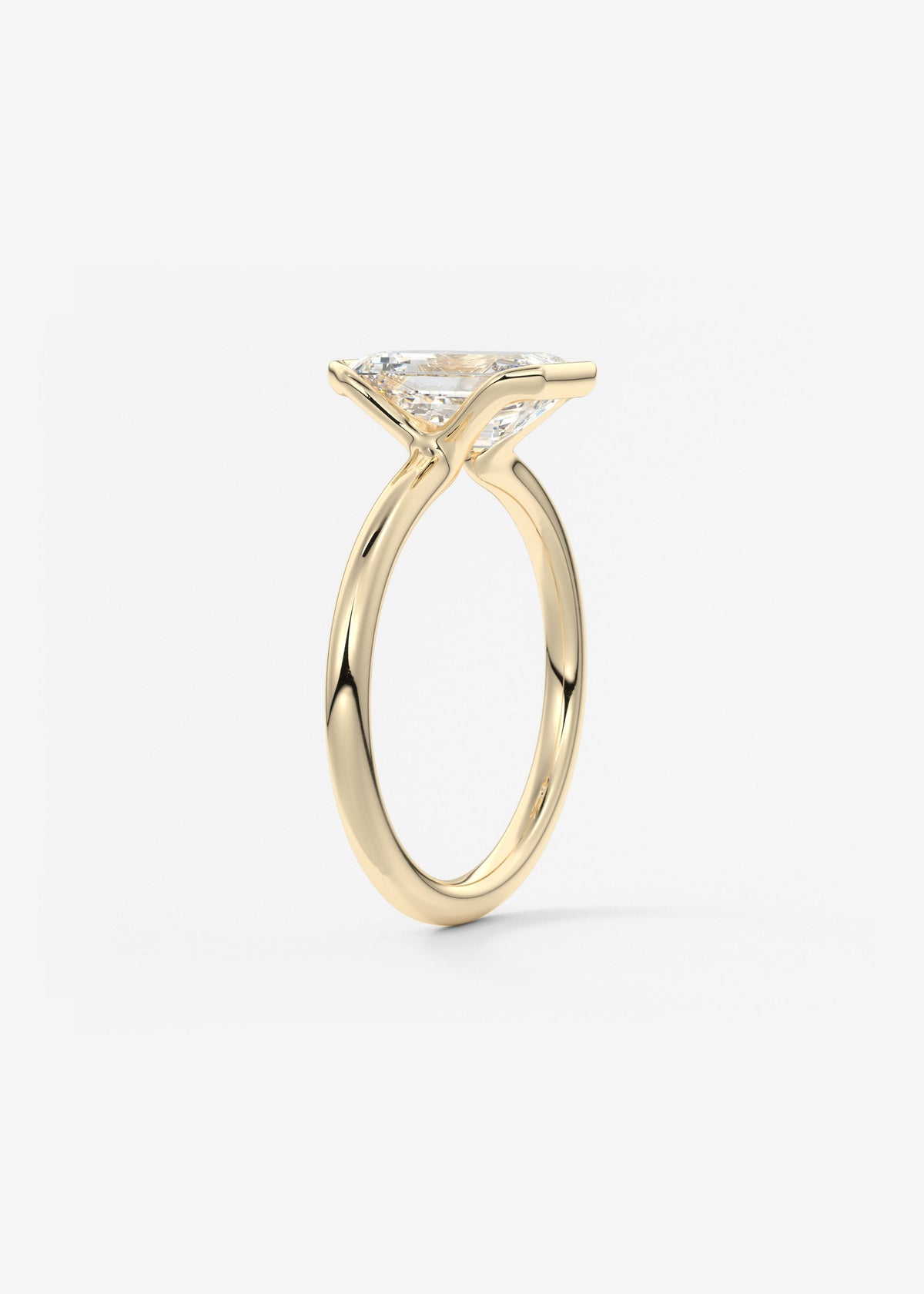 Emerald Half Bezel Lab Grown Diamond Engagement Ring