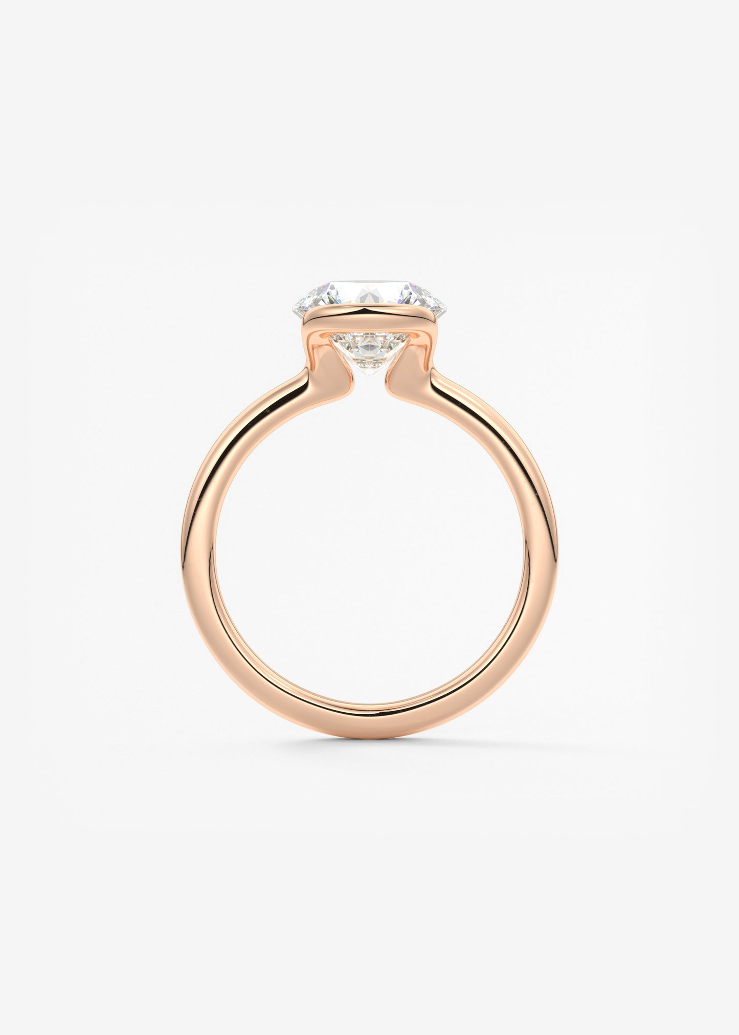 Round Half Bezel Lab Grown Diamond Engagement Ring