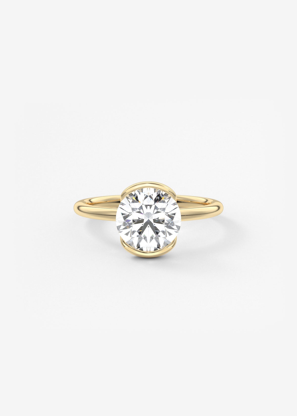 Round Half Bezel Lab Grown Diamond Engagement Ring