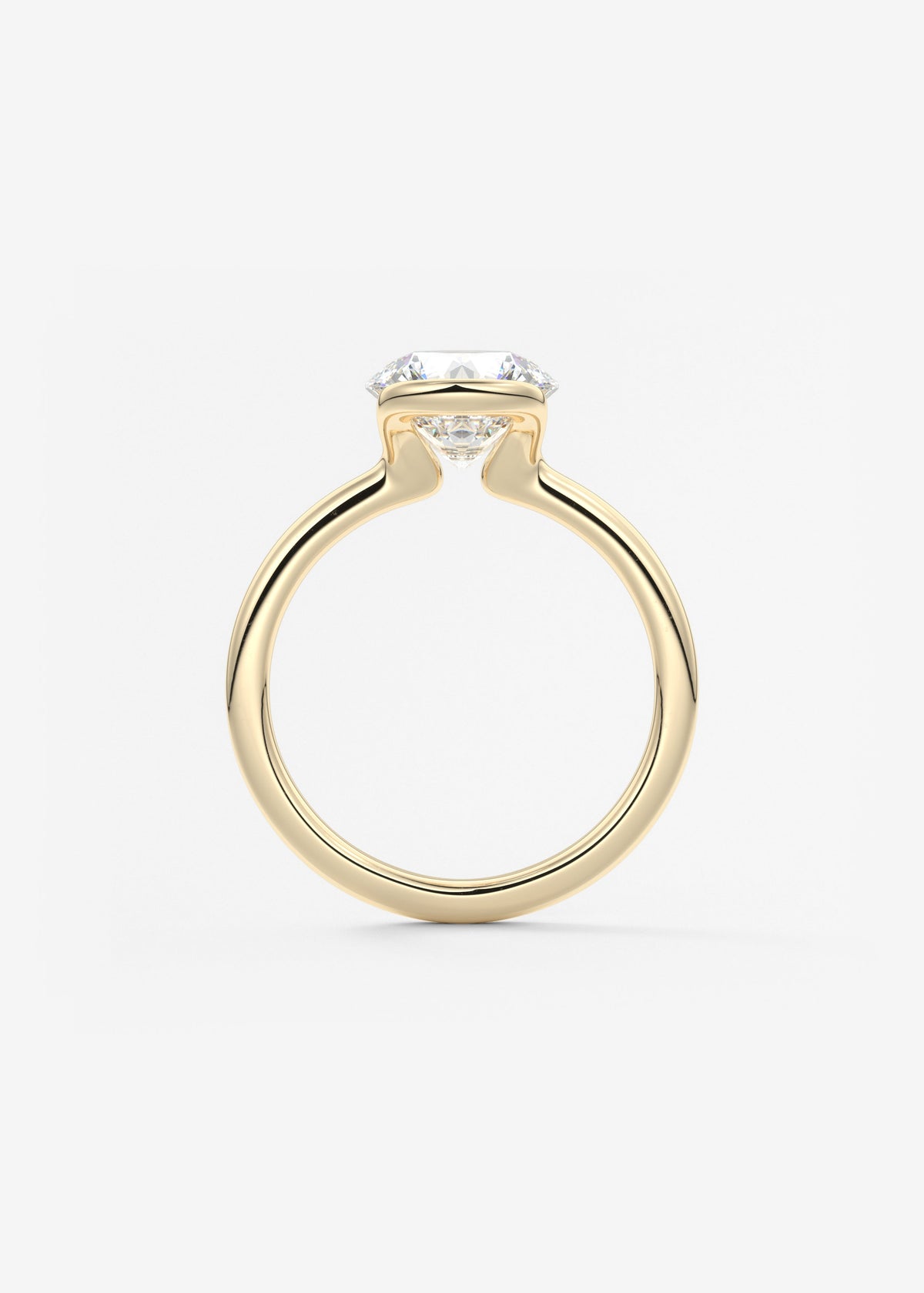 Round Half Bezel Lab Grown Diamond Engagement Ring