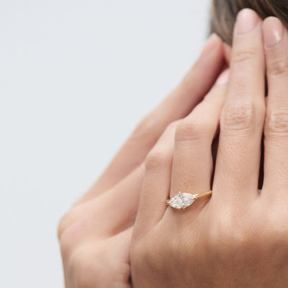 1 CT East West Marquise Solitaire Lab Grown Diamond Engagement Ring