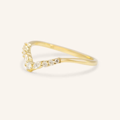 0.23 TCW Round Curved Lab Grown Diamond Wedding Band