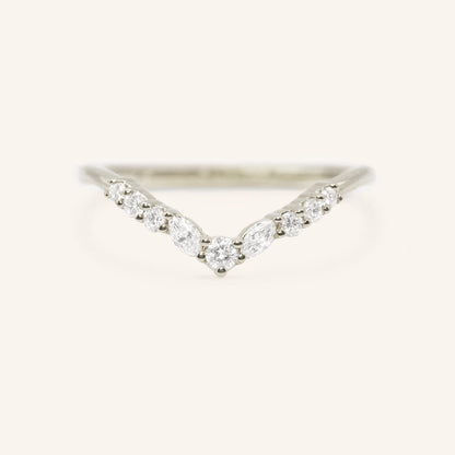0.23 TCW Round Curved Lab Grown Diamond Wedding Band