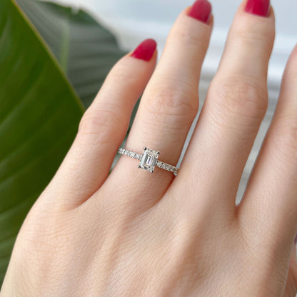 0.50 CT Emerald Pave Lab Grown Diamond Engagement Ring