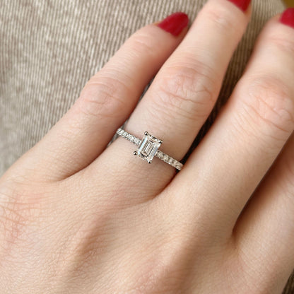 0.50 CT Emerald Pave Lab Grown Diamond Engagement Ring
