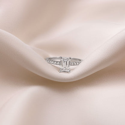 0.50 CT Emerald Pave Lab Grown Diamond Engagement Ring