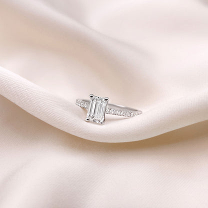 0.50 CT Emerald Pave Lab Grown Diamond Engagement Ring
