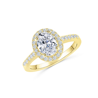 1.5 CT Oval Halo & Pave Lab Grown Diamond Engagement Ring