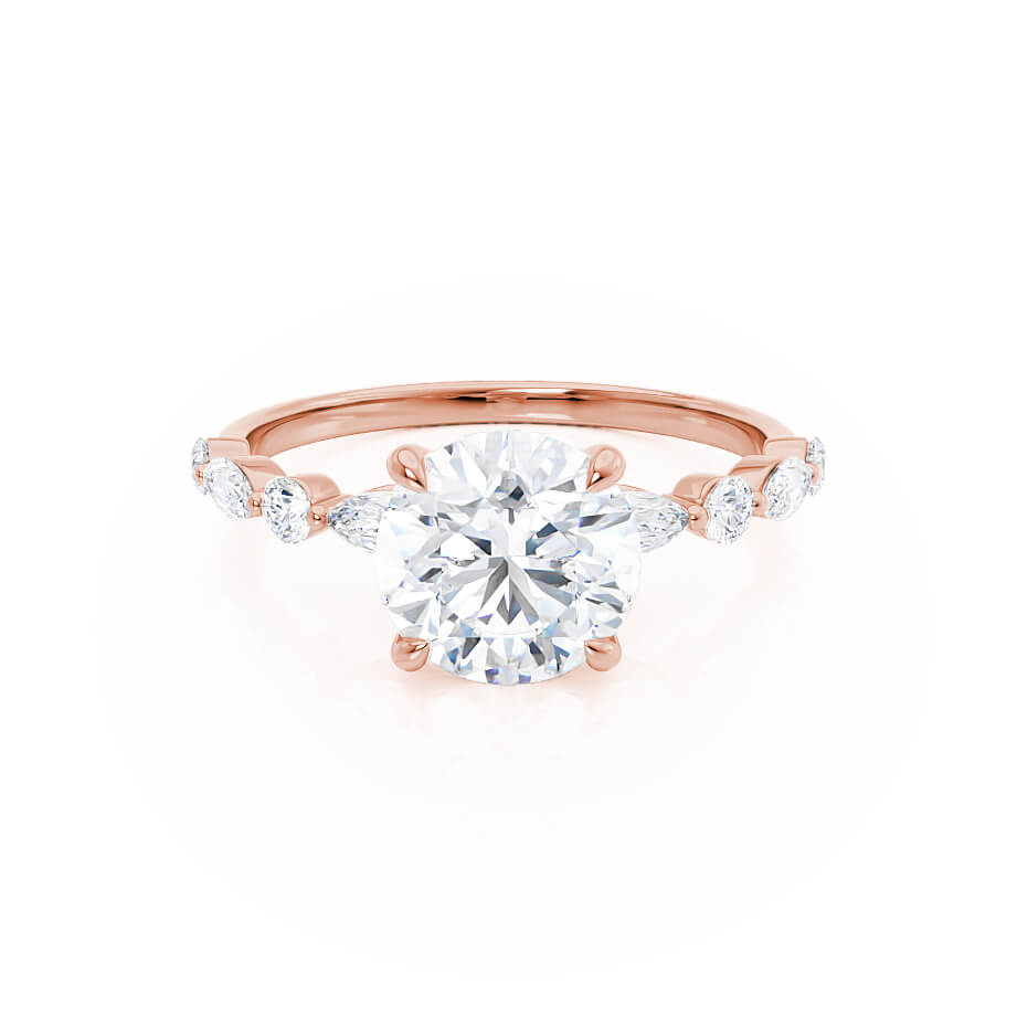 1 CT Round Dainty Pave Lab Grown Diamond Engagement Ring