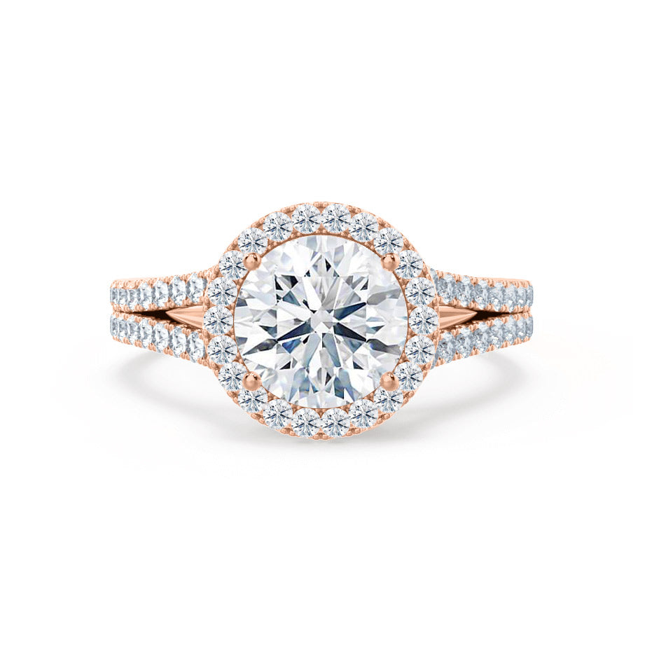 1CT Round Halo & Pave Lab Grown Diamond Engagement Ring