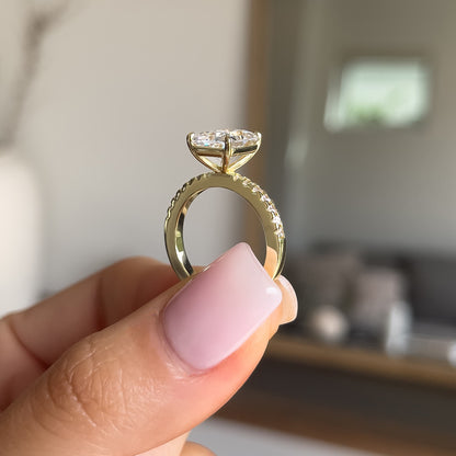 3 CT Radiant Pave Lab Grown Diamond Engagement Ring