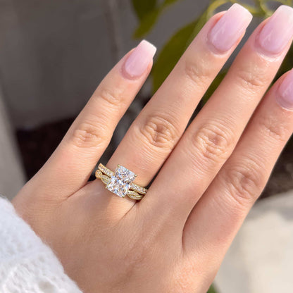 3 CT Radiant Pave Lab Grown Diamond Engagement Ring