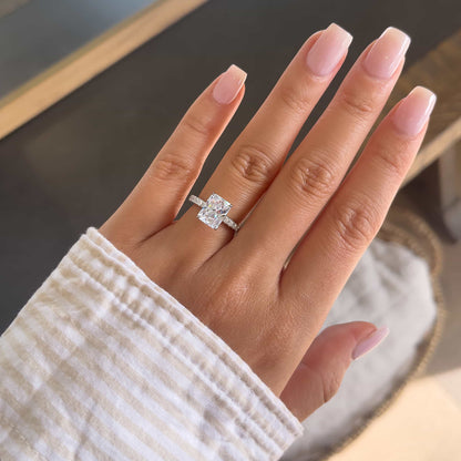 3 CT Radiant Pave Lab Grown Diamond Engagement Ring