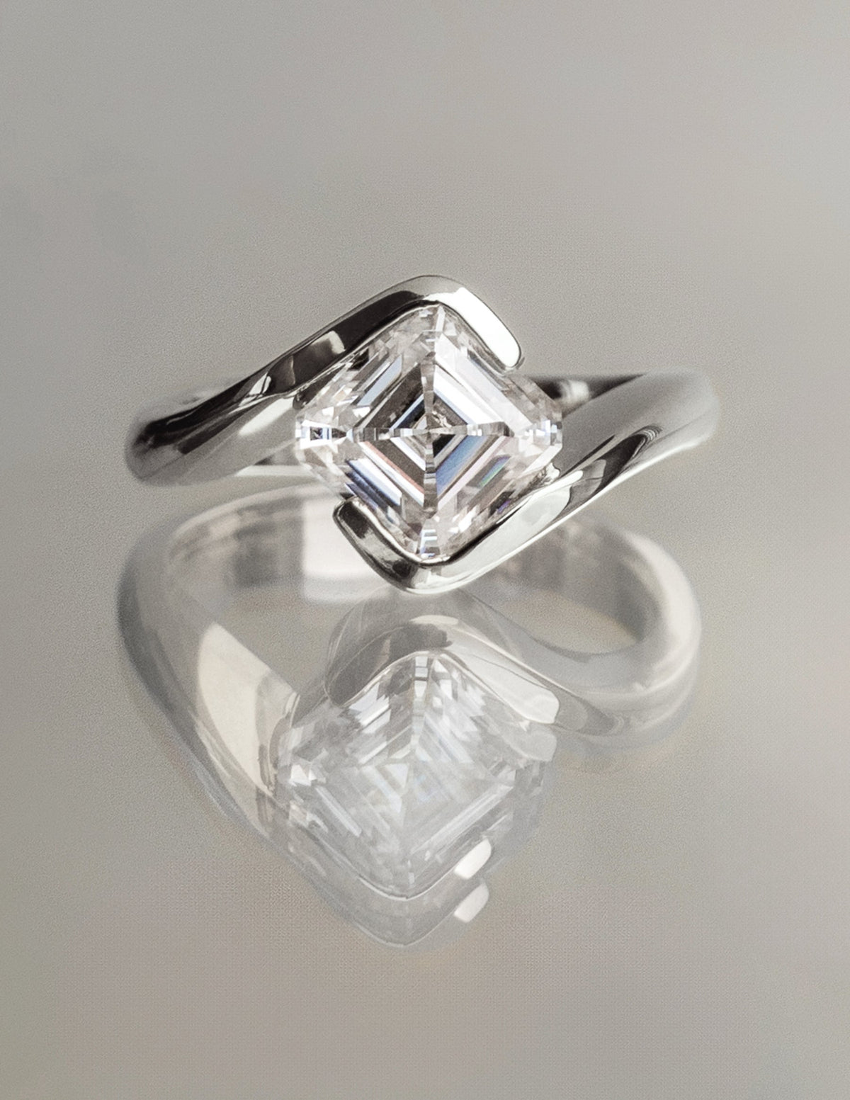 1.5 CT Asscher Cut Lab Grown Diamond Solitaire Engagement Ring