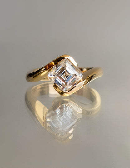 1.5 CT Asscher Cut Lab Grown Diamond Solitaire Engagement Ring