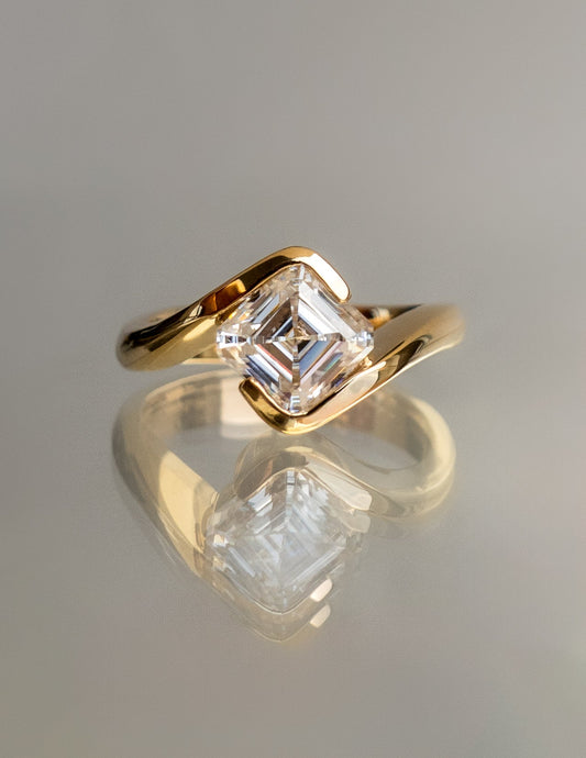 1.5 CT Asscher Cut Lab Grown Diamond Solitaire Engagement Ring