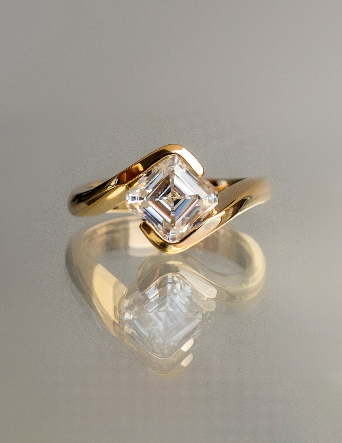 1.5 CT Asscher Cut Lab Grown Diamond Solitaire Engagement Ring