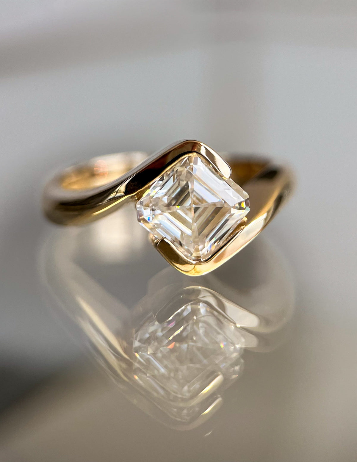 1.5 CT Asscher Cut Lab Grown Diamond Solitaire Engagement Ring