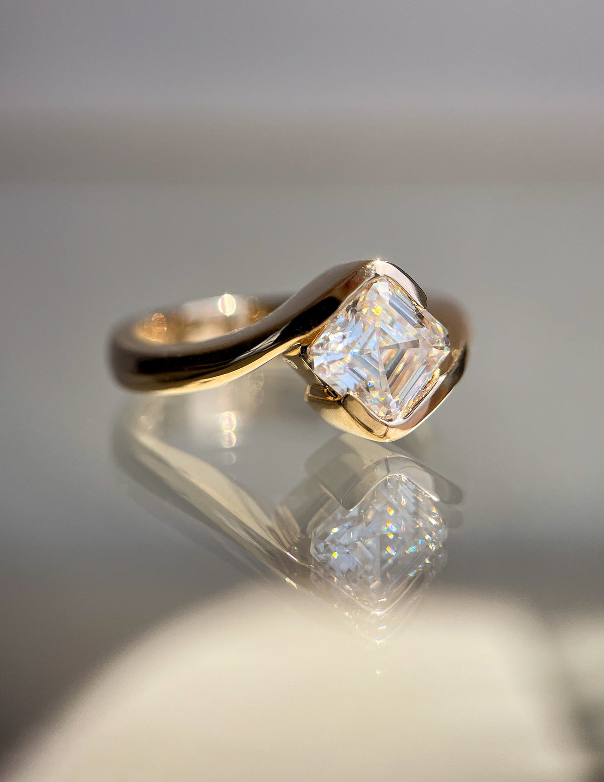 1.5 CT Asscher Cut Lab Grown Diamond Solitaire Engagement Ring
