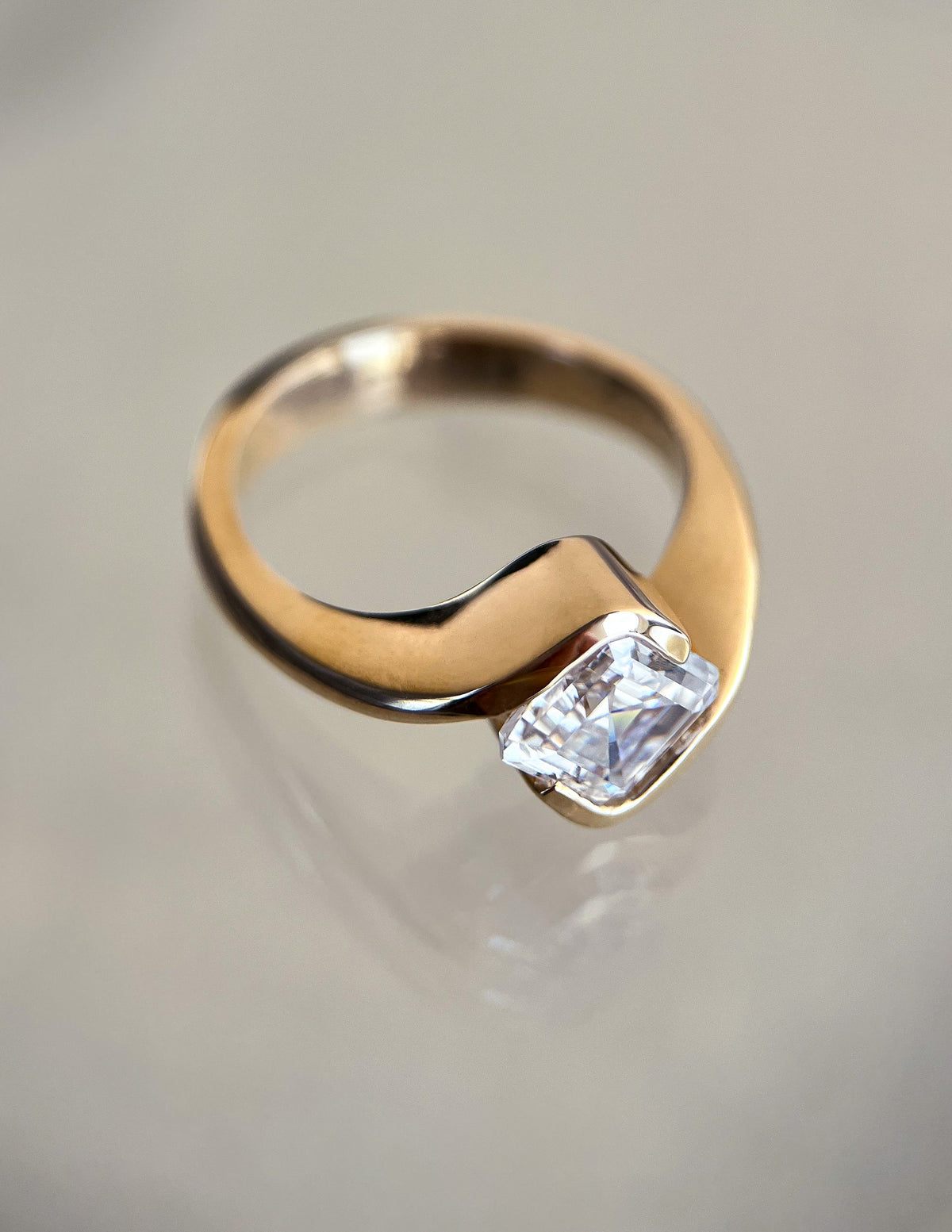 1.5 CT Asscher Cut Lab Grown Diamond Solitaire Engagement Ring