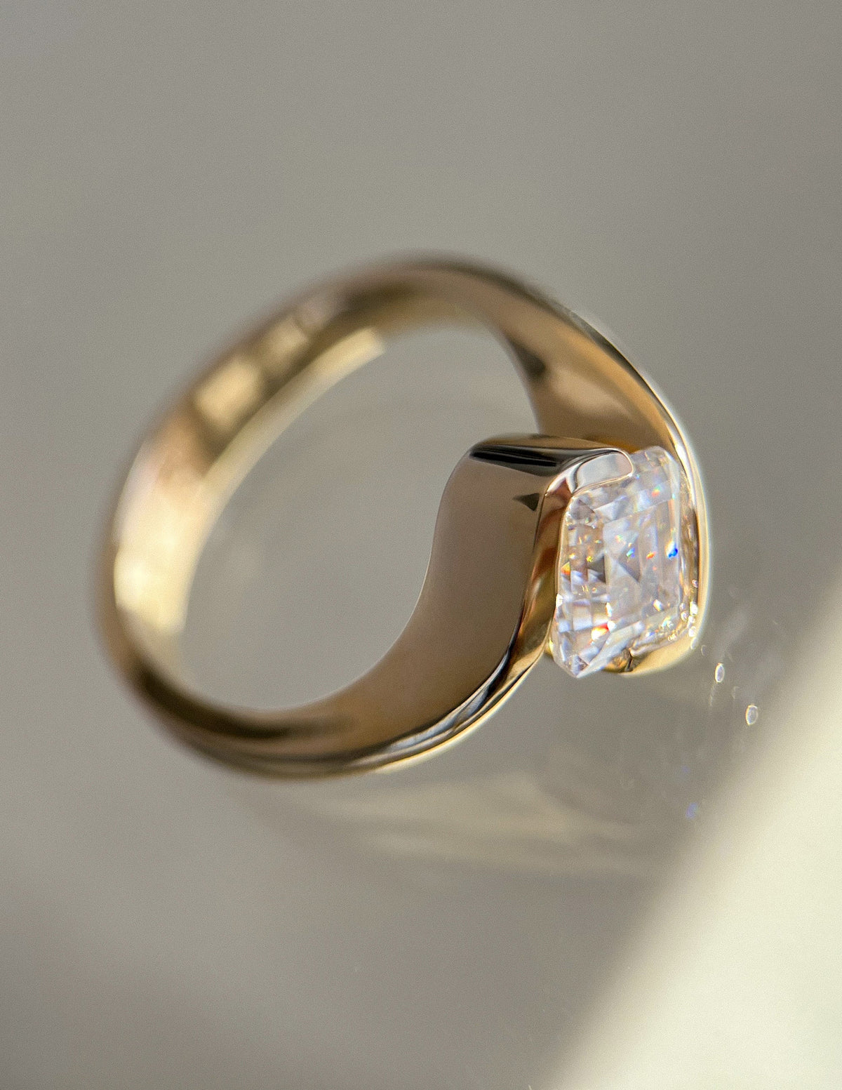 1.5 CT Asscher Cut Lab Grown Diamond Solitaire Engagement Ring