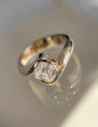 1.5 CT Asscher Cut Lab Grown Diamond Solitaire Engagement Ring