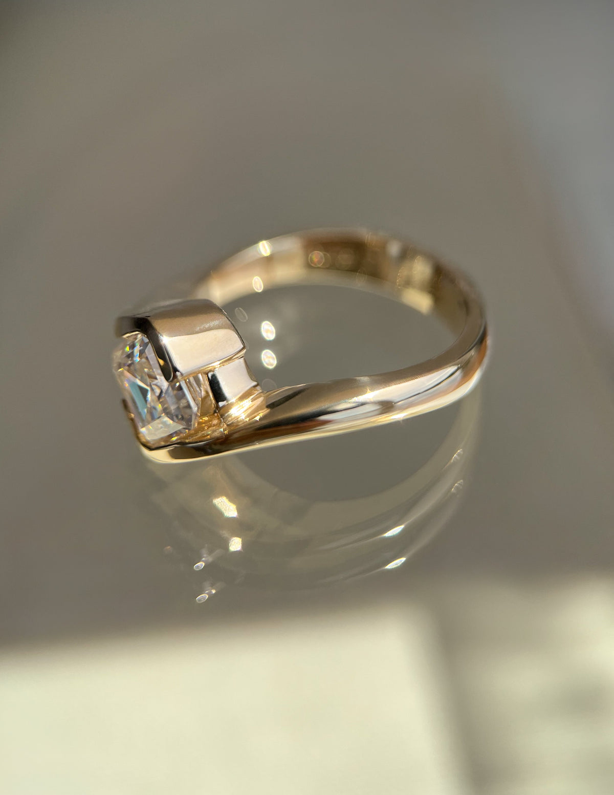 1.5 CT Asscher Cut Lab Grown Diamond Solitaire Engagement Ring