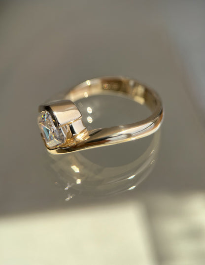 1.5 CT Asscher Cut Lab Grown Diamond Solitaire Engagement Ring