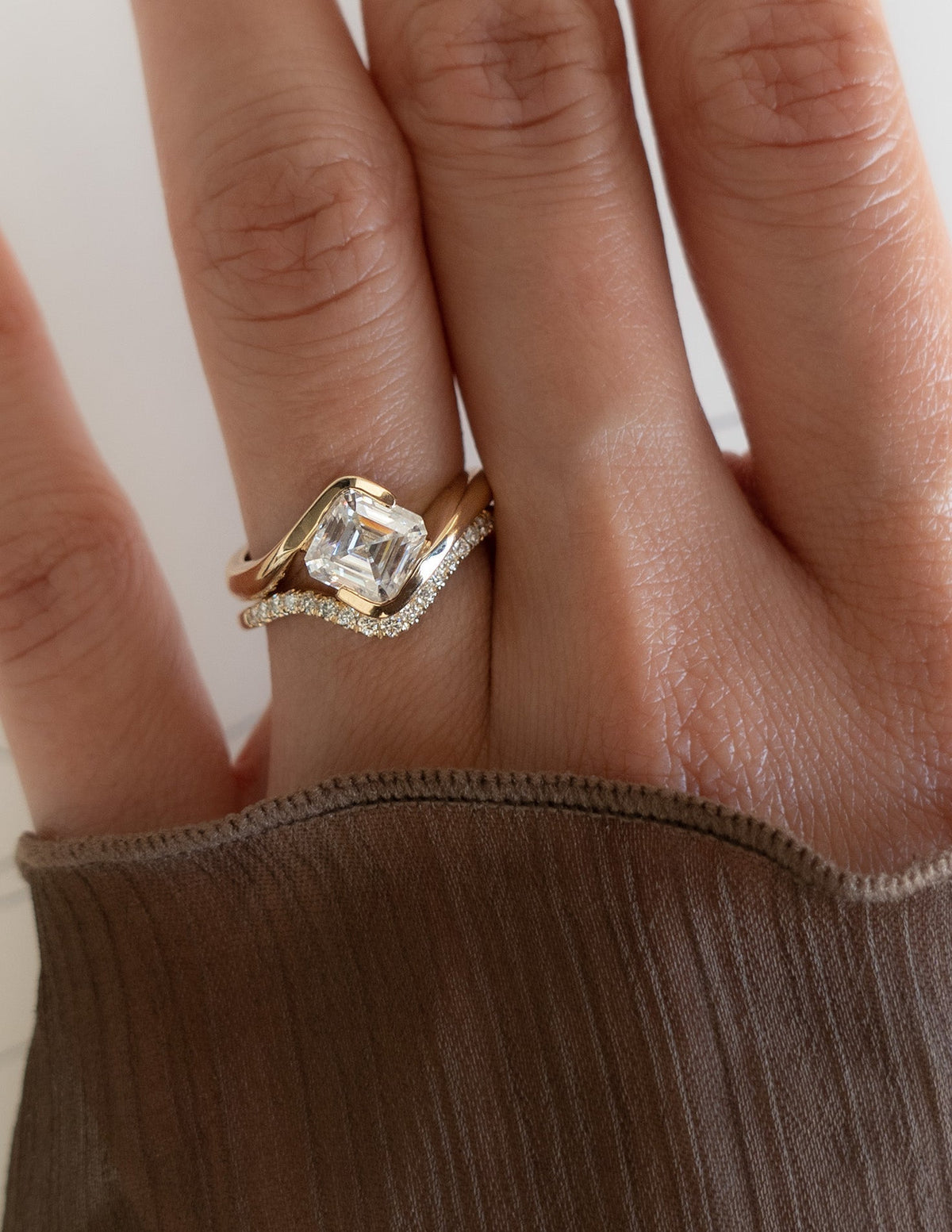1.5 CT Asscher Cut Lab Grown Diamond Solitaire Engagement Ring