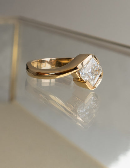 1.5 CT Asscher Cut Lab Grown Diamond Solitaire Engagement Ring