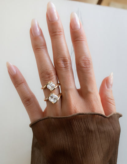 1.5 CT Asscher Cut Lab Grown Diamond Solitaire Engagement Ring
