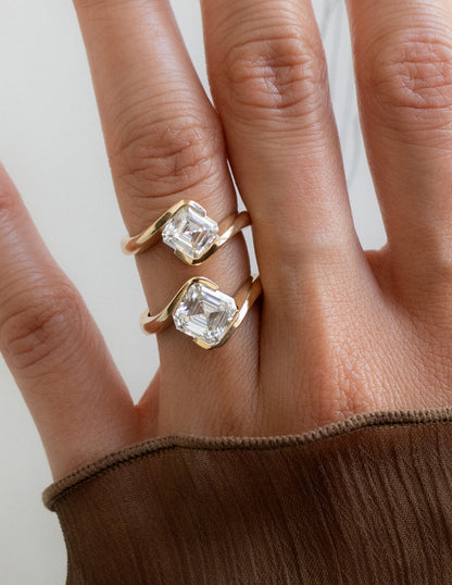 1.5 CT Asscher Cut Lab Grown Diamond Solitaire Engagement Ring