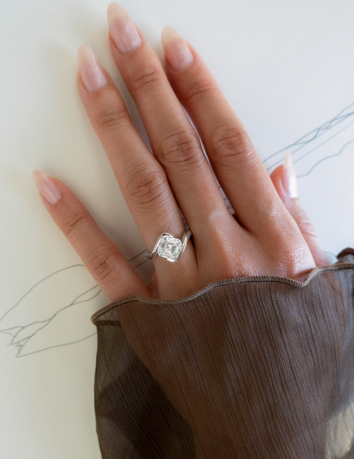 1.5 CT Asscher Cut Lab Grown Diamond Solitaire Engagement Ring