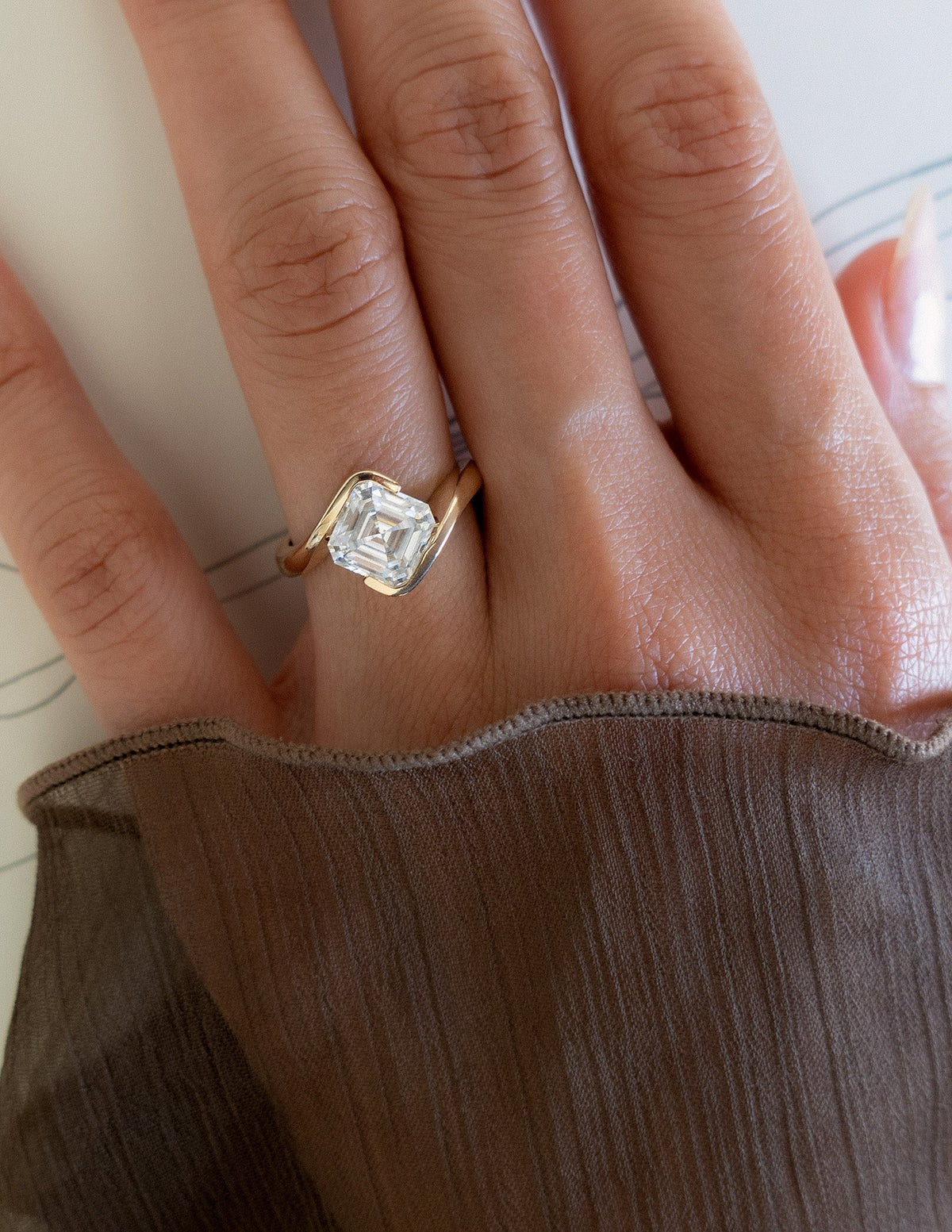 1.5 CT Asscher Cut Lab Grown Diamond Solitaire Engagement Ring